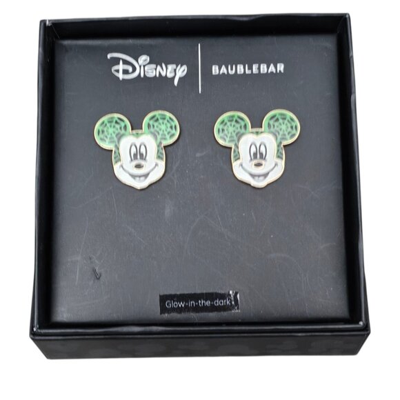 Disney X Baublebar NIB Mickey Mouse Glow In The Dark Enamel Stud Earrings - Picture 2 of 7